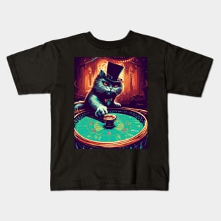 Cat roulette gambling meme Kids T-Shirt